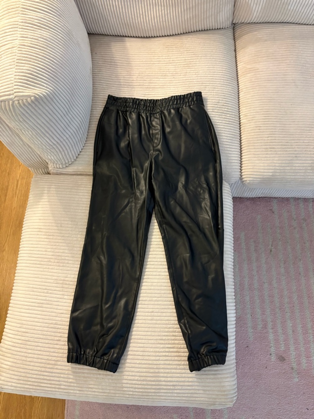 Sanctuary Black Faux Leather Jogger Pants
